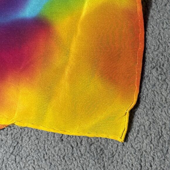 Handmade Tie-Dye Rainbow Swirl Scarf Hair Wrap 68”x13” Boho Festival Retro Art - Picture 5 of 6